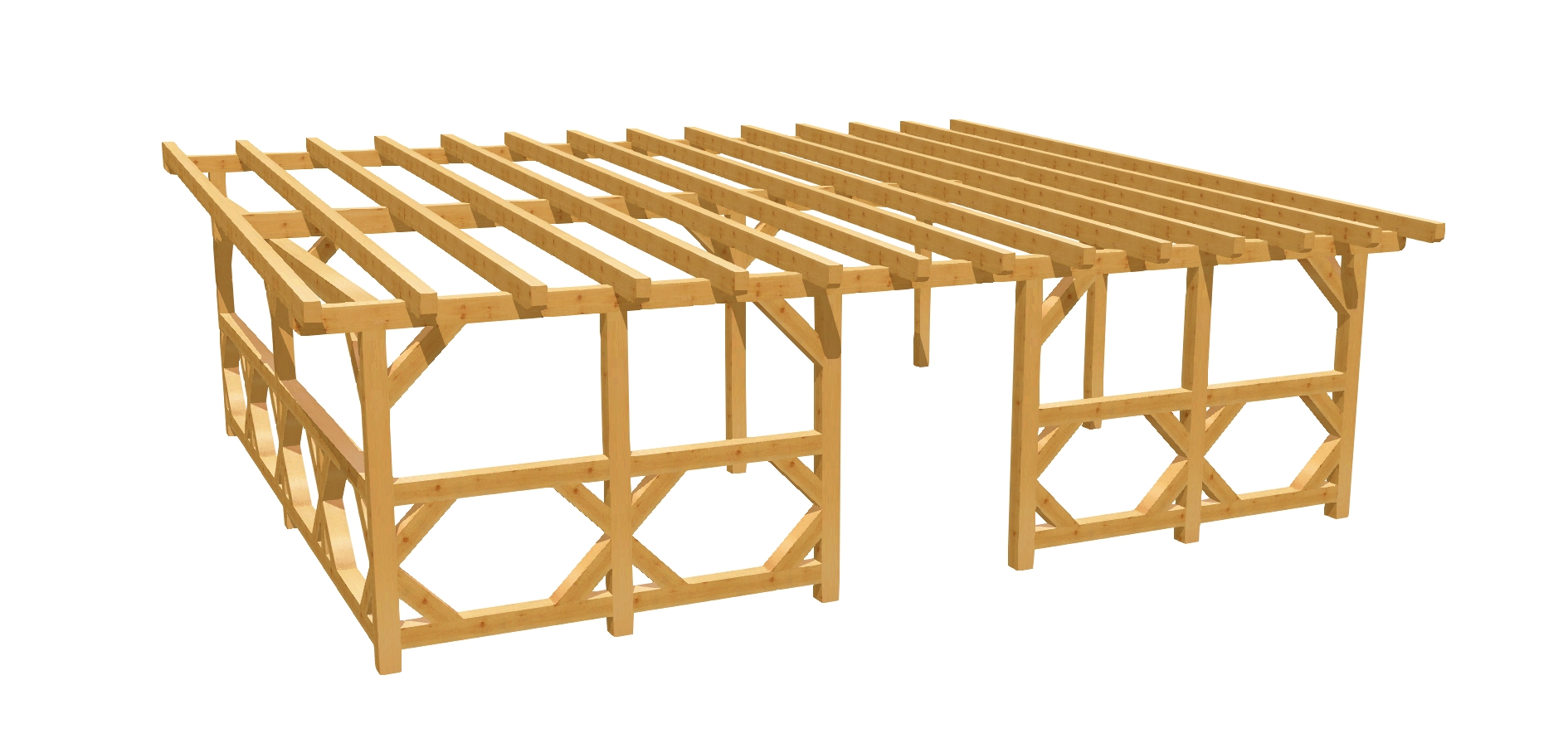 Große Schleppdach-Überdachung mit Geländer – ideal als Terrassenüberdachung.