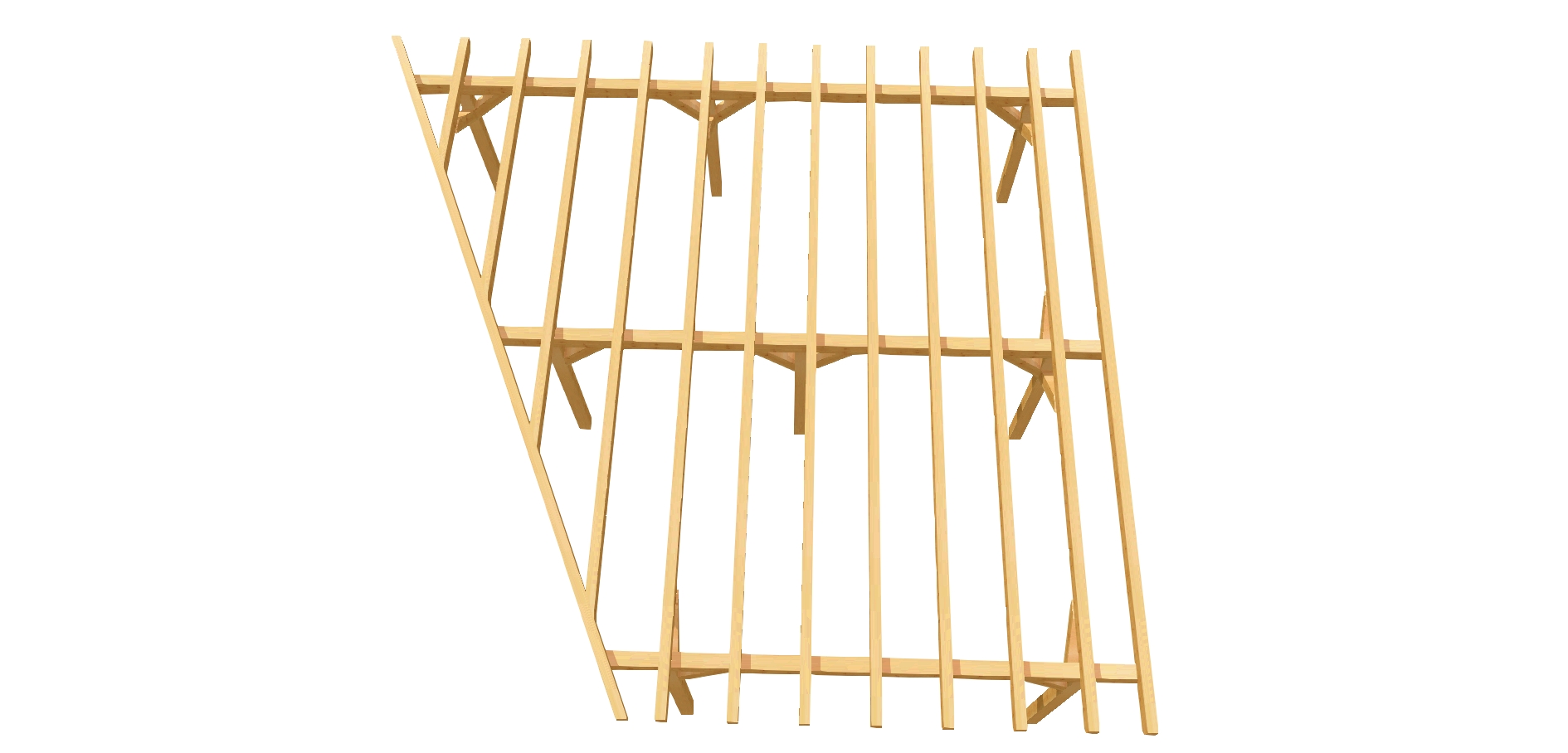 Bauplan für ein Doppelcarport aus Holz, perfekt für große Fahrzeuge oder zwei Autos.