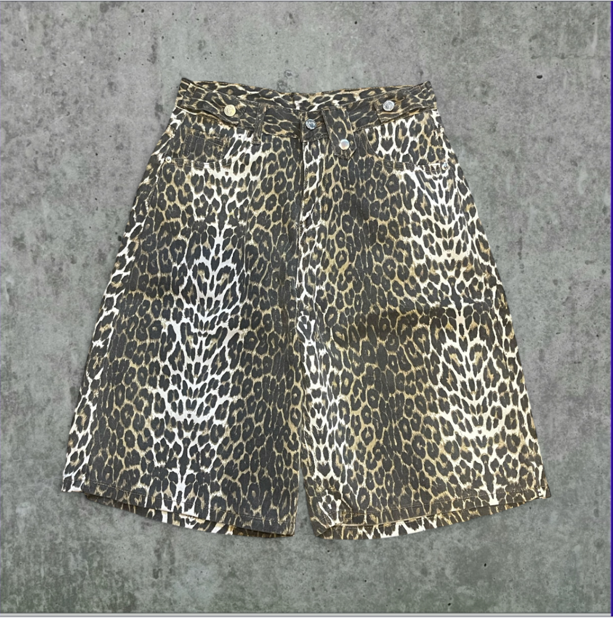 COTTON DENIM LEOPARD SHORTS - オーダーメイド革ジャンとワールド