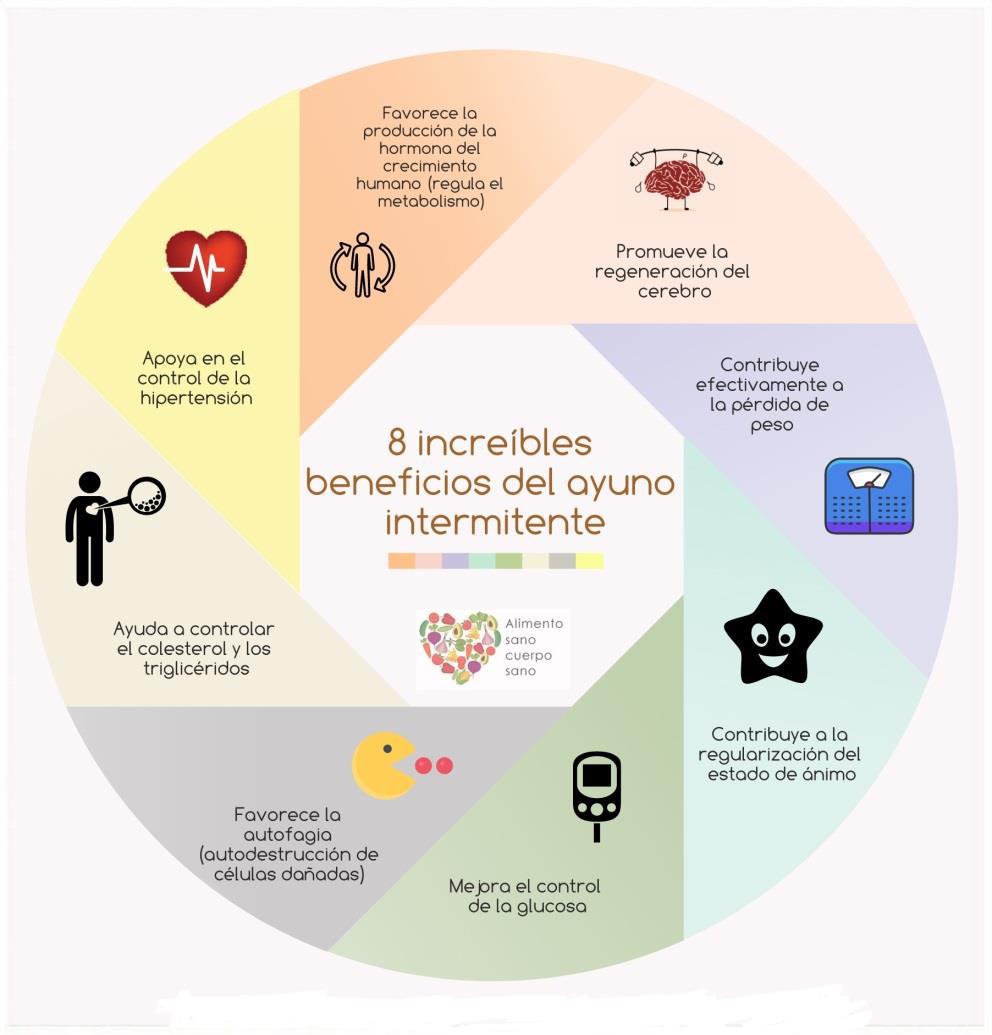 Diagrama de beneficios del ayuno intermitente