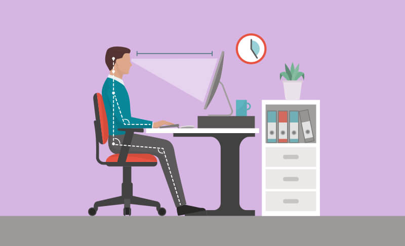 ergonomía en la oficina. posición correcta