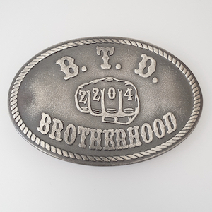 Individuelle Gürtelschnalle / Buckle, gefertigt nach Kundenentwurf aus Messing, Oberfläche Nickel antik. - schnallenkunst