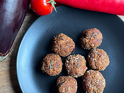 Gemüsebällchen - Auberginen & Paprika
