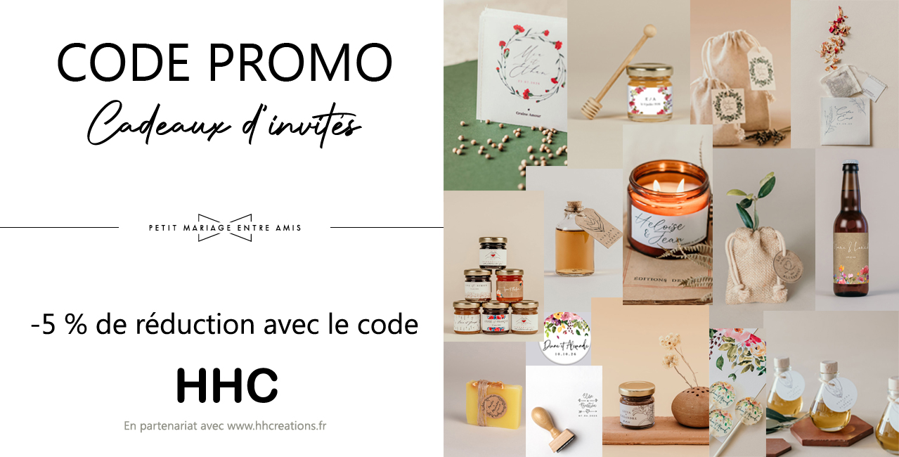 Code Promo Cadeaux invites : Petit Mariage Entre Amis