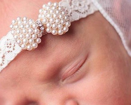 bandeau bébé perles dentelle