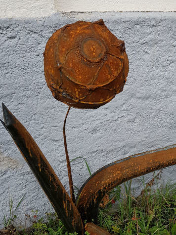 rostig gelbe Puste-Blume aus Metall, www.wuensch-art.de