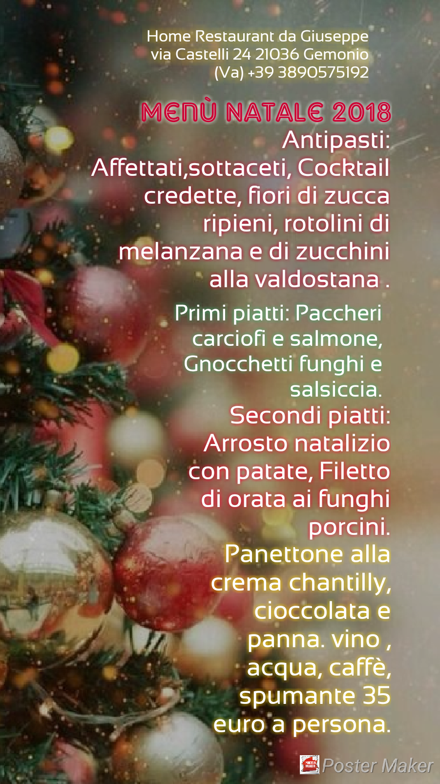 Menu Di Natale A 35 Euro.Menu Di Natale 2018 Benvenuti Su Homerestaurantdagiuseppe