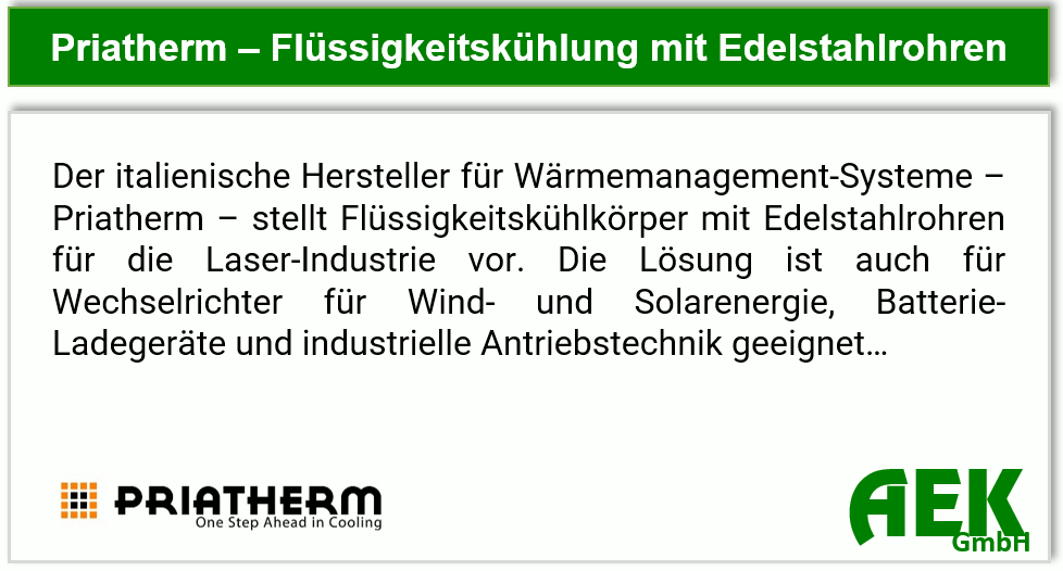 Priatherm - Flüssigkeitskühlung für die Laser-Industrie