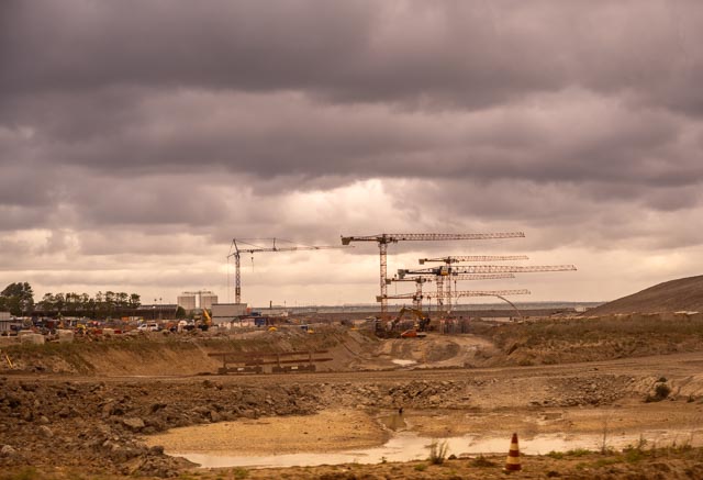 Baustelle des gössten Absenktunnel der Welt. Wird von den Dänen gebaut. Der Fehmarn Belt Tunnel