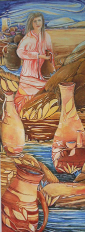 # 138 TERRE EAU Source de Vie  Huile 22 x 60 pouces 