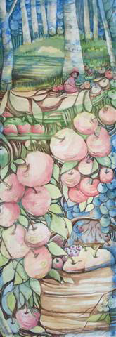 # 11 ABONDANTE récolte aquarelle 11 x  30 pouces encadrées 