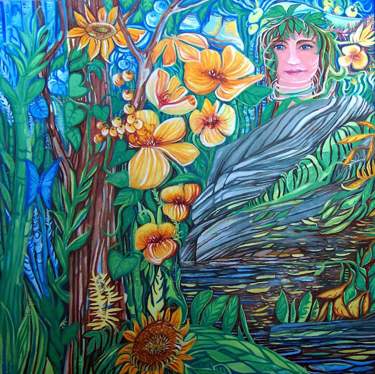 #177 RENCONTRE DES SAISONS mouvement  huile 30x30 pouces 