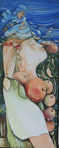 # 133 L'ENFANT PORTEUR DE FRUITS  huile 