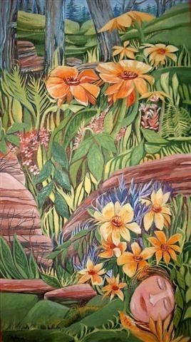 # 165 SIESTE  huile 18x32 pouces  
