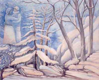 # 111 SOUS LA NEIGE  huile 20x24 pouces  