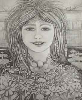 # 6 FILLE JOYEUSE crayon plomb 11x14 pouces  