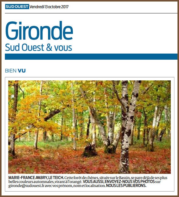 Photo Marinelle sur Journal Sud-Ouest, page Gironde, édition du 13/10/2017