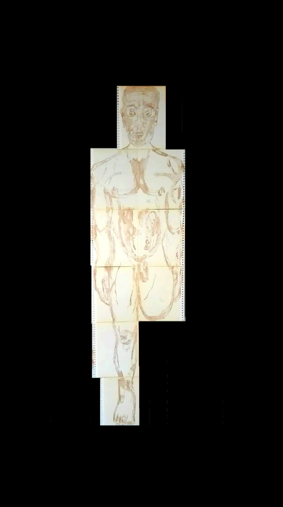 'Vitruvian Man' - Walnut ink on cardboard 