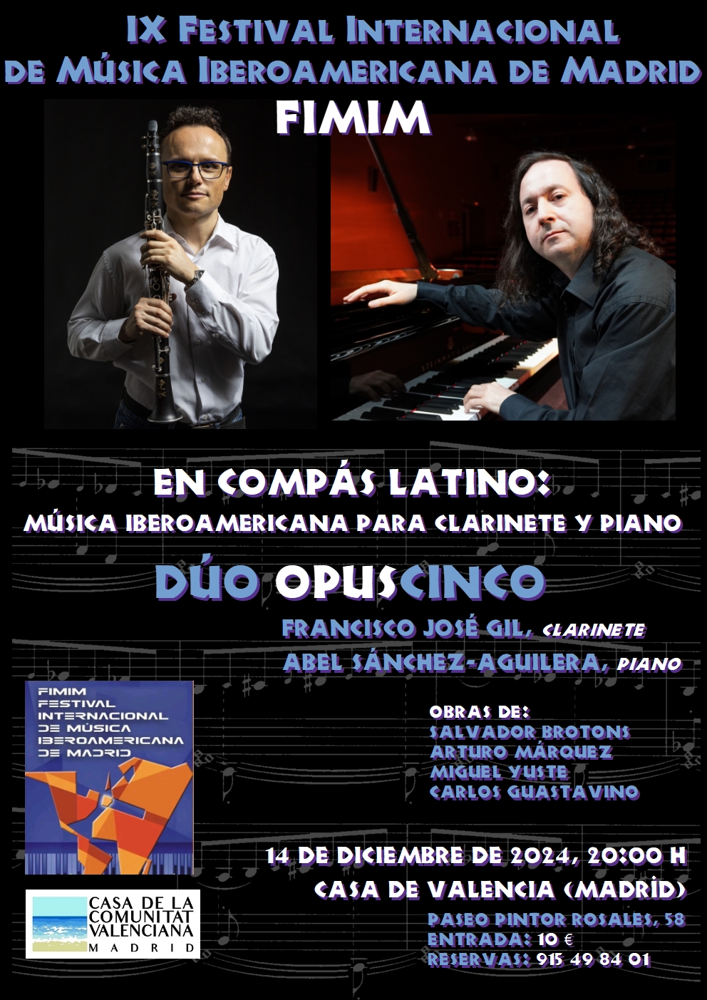 Festival Internacional de Música Iberoamericana de Madrid. OpusCinco dúo. 14-12-24 (cartel)