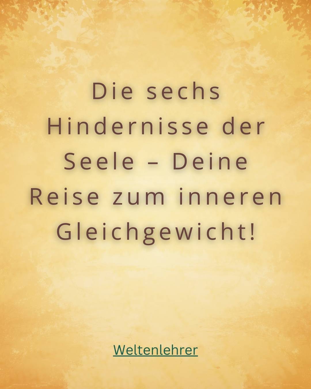 Das Ungleichgewicht in uns selbst.