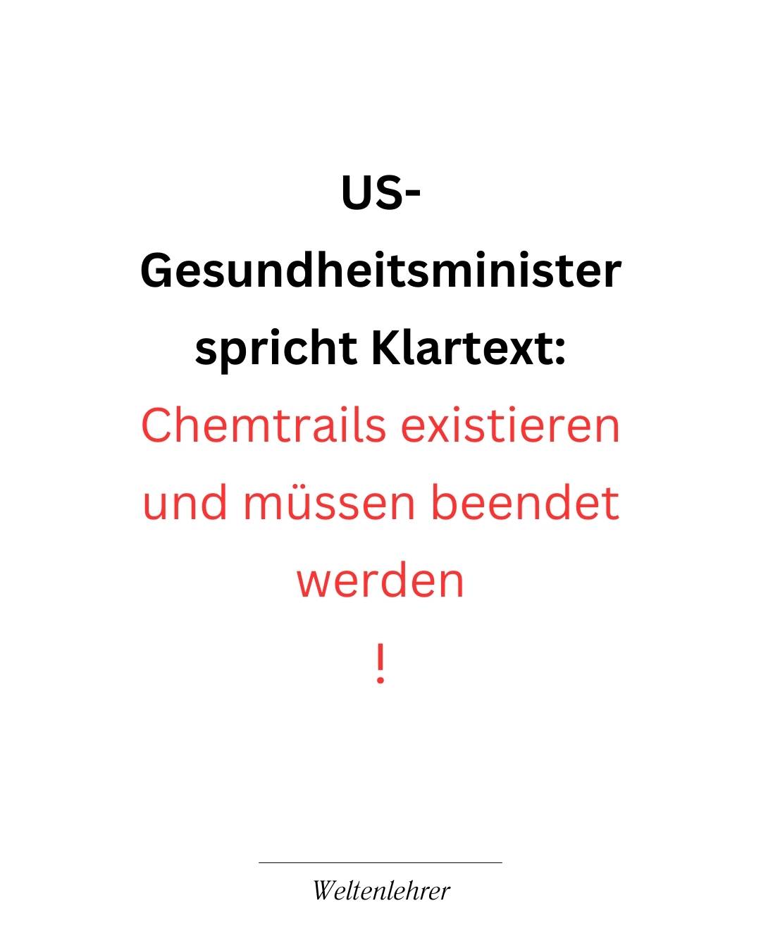 US-Gesundheitsminister spricht Klartext: Chemtrails existieren und müssen beendet werden!