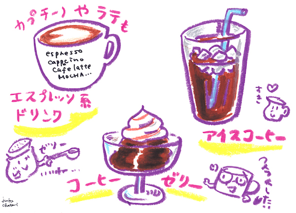 深煎り　コーヒー器具イラスト　茶谷順子　