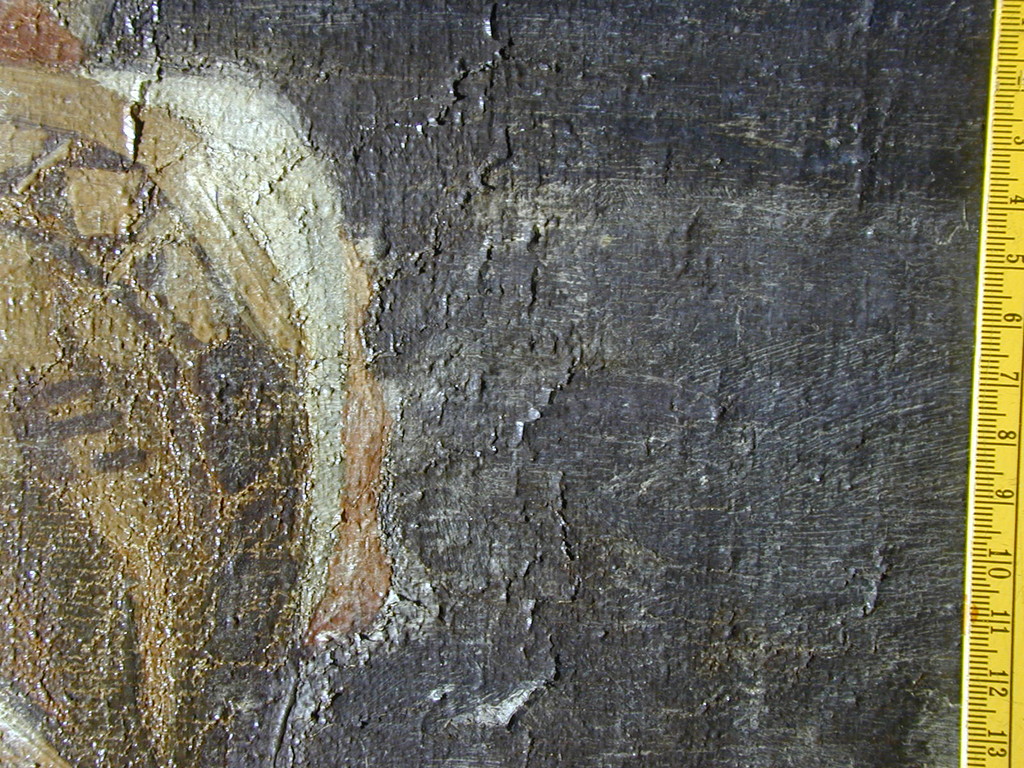 Detail: aufstehende Malschichtschollen