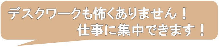 デスクワークをしても怖くない。仕事に集中できます
