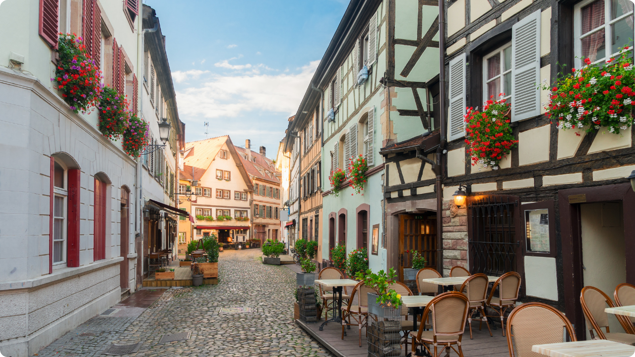 The picturesque streets of Petite France during an active walking tour of Strasbourg