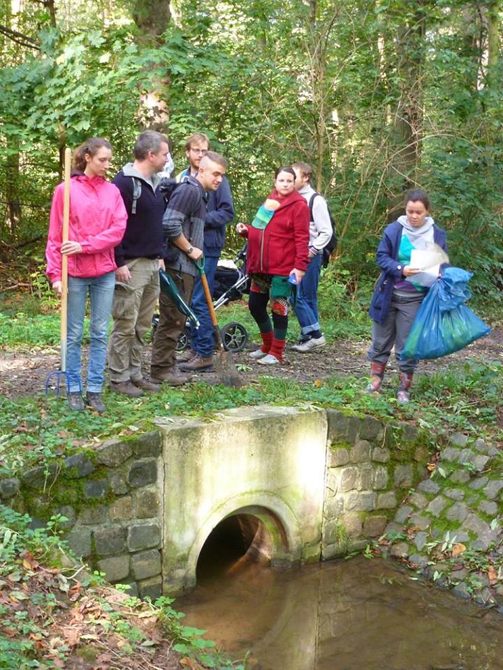 9 Mitstreiter haben sich zusammengefunden, um den Burgauenbach zu pflegen.