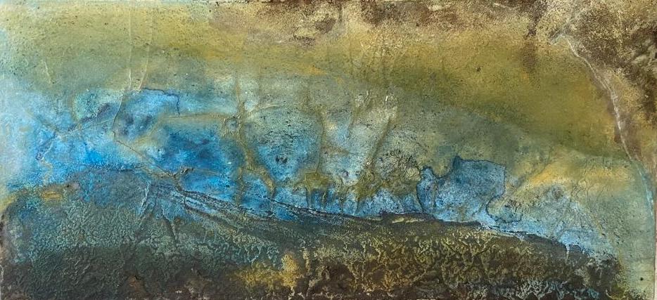 22-14 - 130 x 60 cm Gesteinsmehle mit Kaffeesatz auf Leinwand