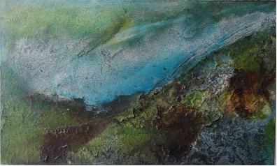 21-12 - 100 x 60 cm Sumpfkalk-Mamormehl-Struktur mit Kaffeesatz auf Leinwand