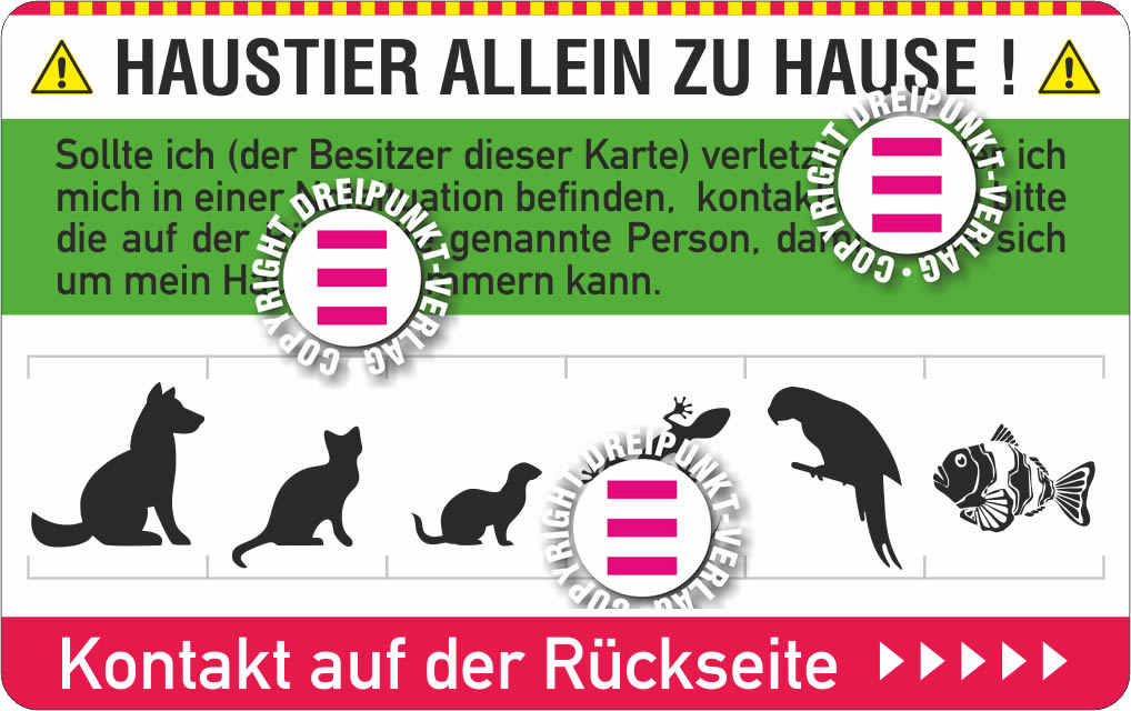 2x Haustier Notfallkarten PVC - Mit Schlüsselring Für Tierbesitzer Blau