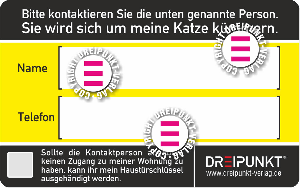 Notfallkarte Katze - DREIPUNKT®