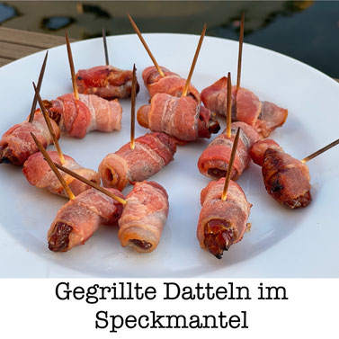 Gegrillte Datteln im Speckmantel