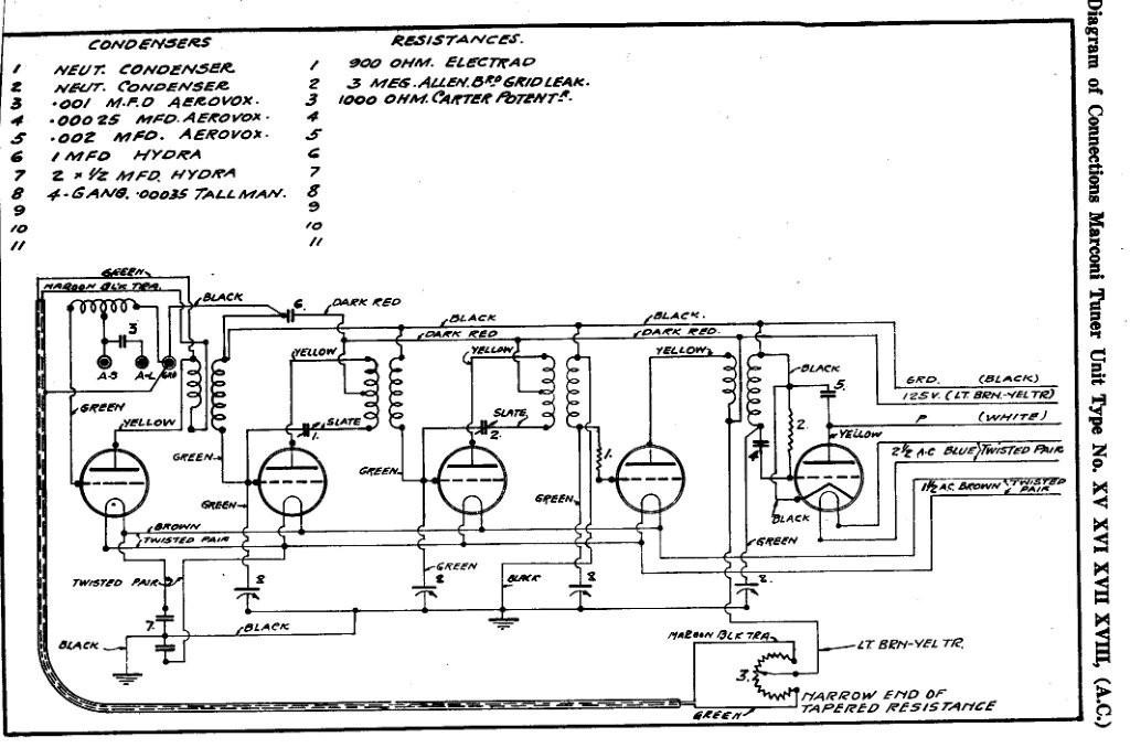 Diagram of Connections, Marconi Tuner Unit Type No. XV  XVI   XVII  XVIII' (A.C.) PAGE 4