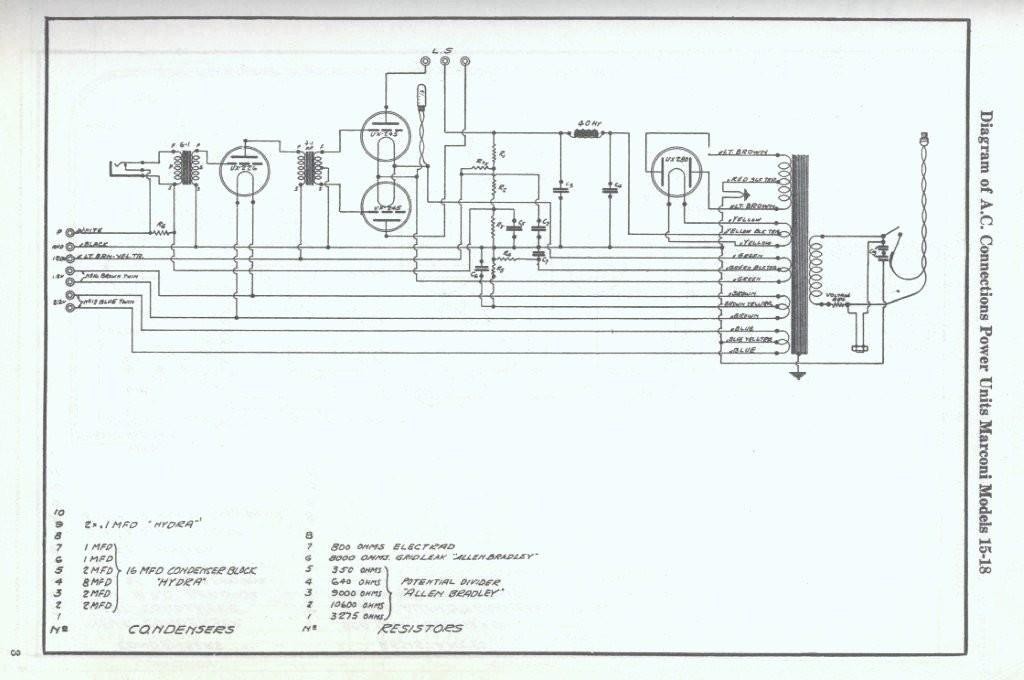 Diagram of A.C. Connections, Power Units Marconi Models 15-18 PAGE 3