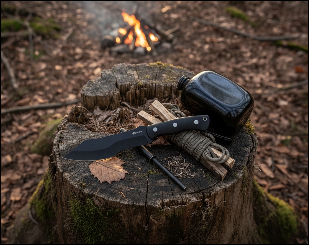 Herbertz Bushcraft- und Survivalmesser D2, schwarz Micarta - Bildquelle: Herbertz