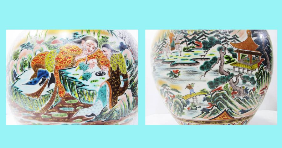 九谷焼 陶峰作 金彩色絵花瓶を買取させていただきました 九谷焼 九谷焼 陶峰作 金彩色絵花瓶を買取させていただきました 九谷焼