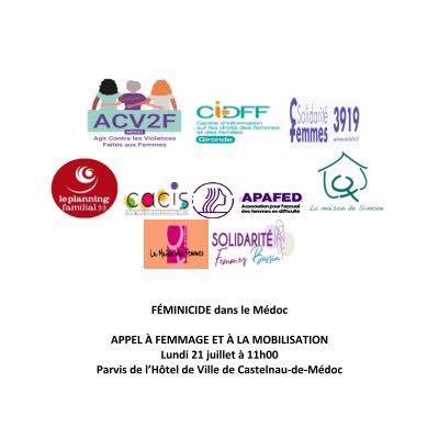 18 juillet 2025 : Appel à la mobilisation contre le feminicide de la semaine dernière dans le  médoc.