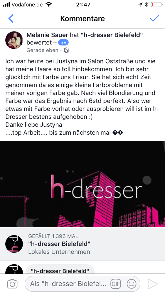 Unsere Kundin schrieb auf Facebook...