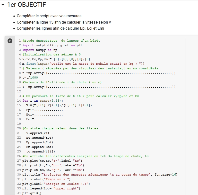 Python en SPC -SPECIALITE Niveau 1ere Ens. Scientifique - Site ...