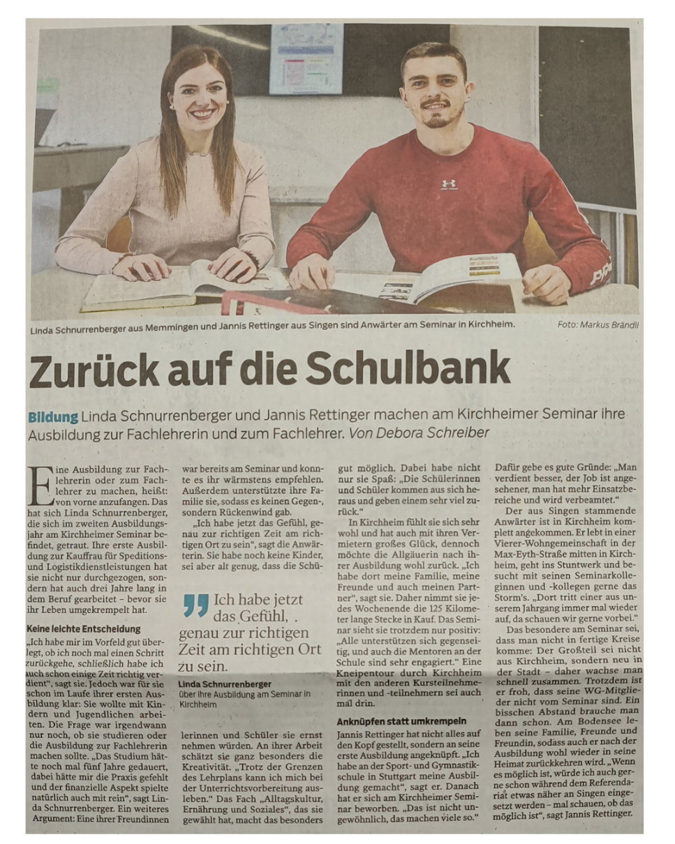 Saf Kirchheim - Pressemeldunen 2024 - Zurück auf die Schulbank