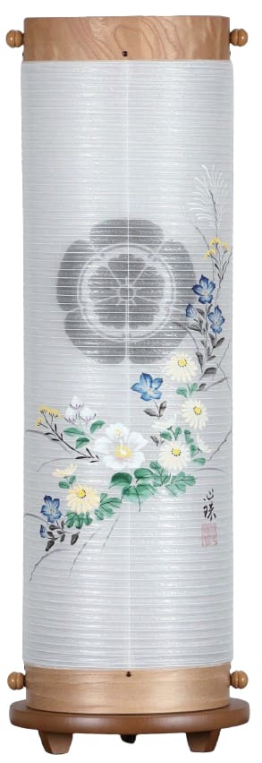 盆提灯 創作提灯 ともしび 円窓家紋 絹二重（63318J）