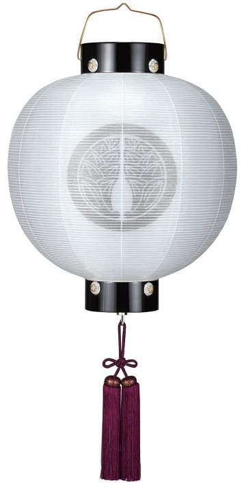 盆提灯 門提灯 丸 絹二重無地 13号 尺三丸 電池式LED（8324-GJ-053AC）
