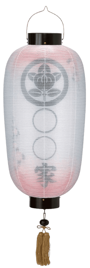 盆提灯 門提灯 長 絹二重 菊 蓮水 電池式LED(K2247L)