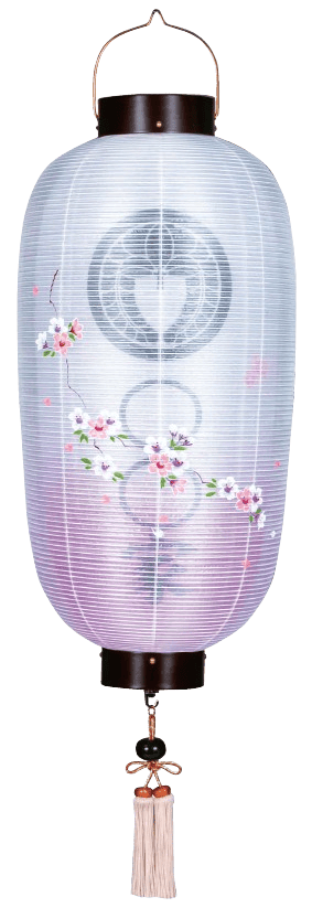 盆提灯 門提灯 長 絹二重 枝垂れ桜 尺四長 電気コード式(K8472)