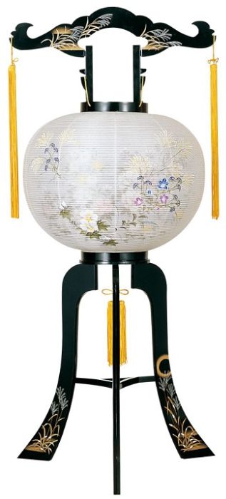 6月末に処分します　【木製】盆提灯 大内行灯 10号 樹峰【絹二重絵】 一対 6月末に処分します 【木製】盆提灯 大内行灯 10号 樹峰【絹二重