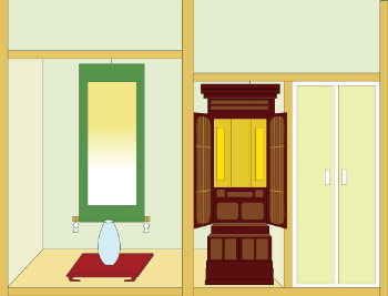 唐木仏壇の半間仏間設置