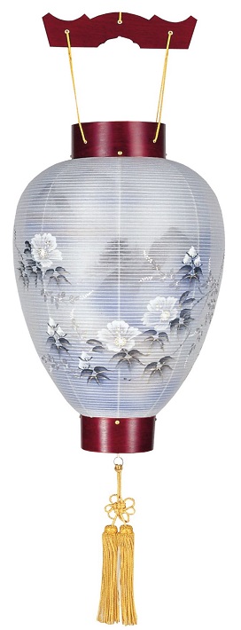 盆提灯 壺型 御所 桜 絹二重 芙蓉深山 電池式LED（3127-L）